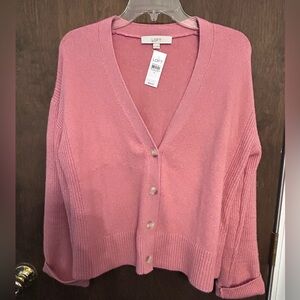 LOFT Women's soft Rose v neck Cardigan